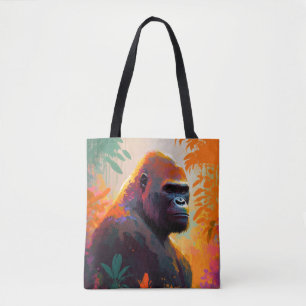Bolsa Tote Gorilla Ape Animal Retrato Pintando Vida Selvagem 