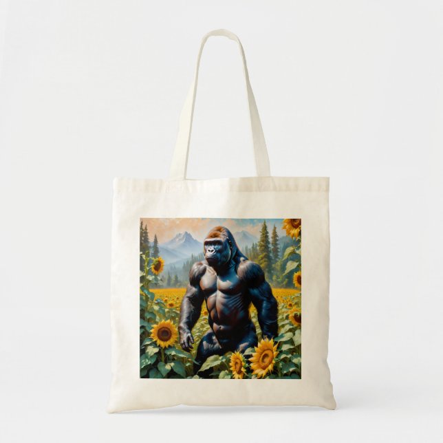 Bolsa Tote Gorilla Ape Em Um Campo De Girassol (Frente)