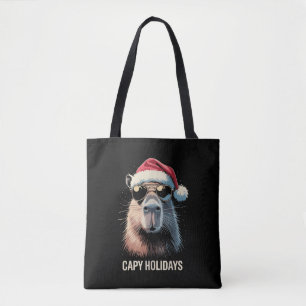 Bolsa Tote Gorro Divertido de Natal Capivara Férias de Natal