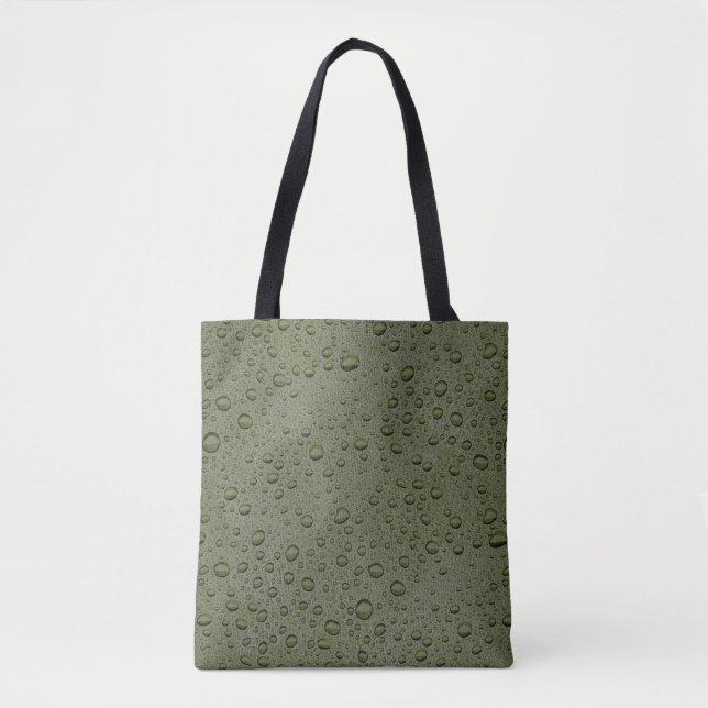 Bolsa Tote Gotas de água verde-oliva (Frente)