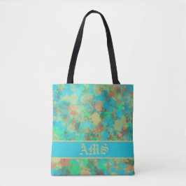 Bolsa Tote Gotas verdes e amarelas abstrato