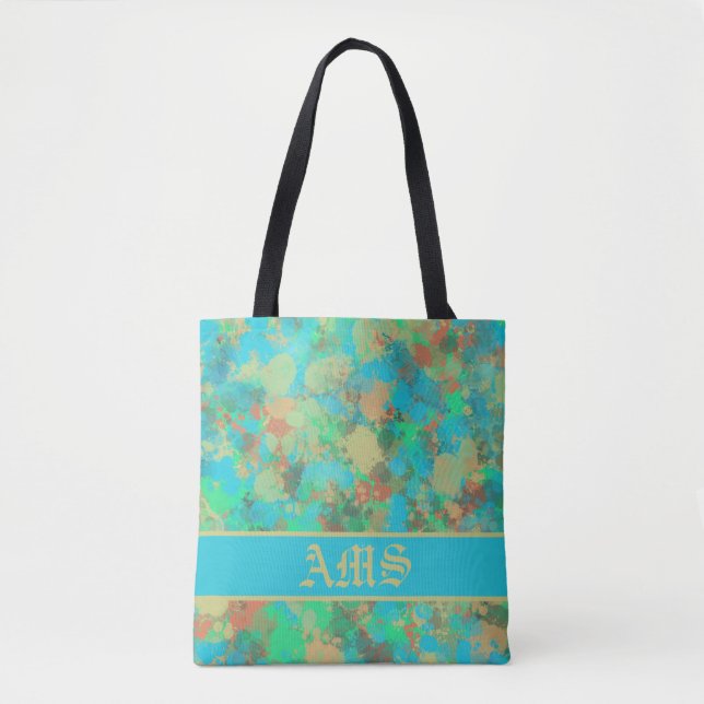 Bolsa Tote Gotas verdes e amarelas abstrato (Frente)