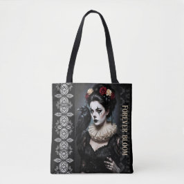 Bolsa Tote Gothic Rose Queen – Dark Romantic Art with Skeleto