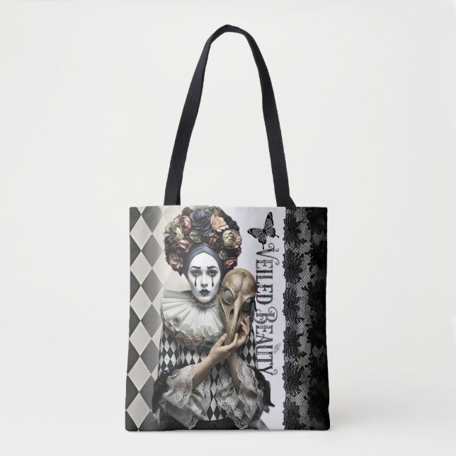 Bolsa Tote Gothic Rose Queen – Dark Romantic Art with Skeleto (Frente)
