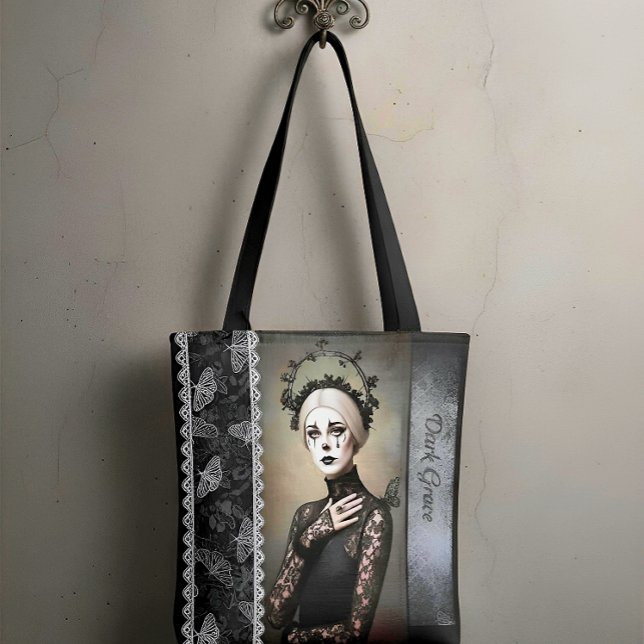 Bolsa Tote Gothic Rose Queen – Dark Romantic Art with Skeleto (Criador carregado)