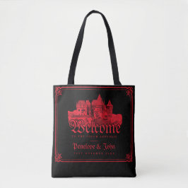 Bolsa Tote Gothic Vampire Castle Border Black Red Wedding 