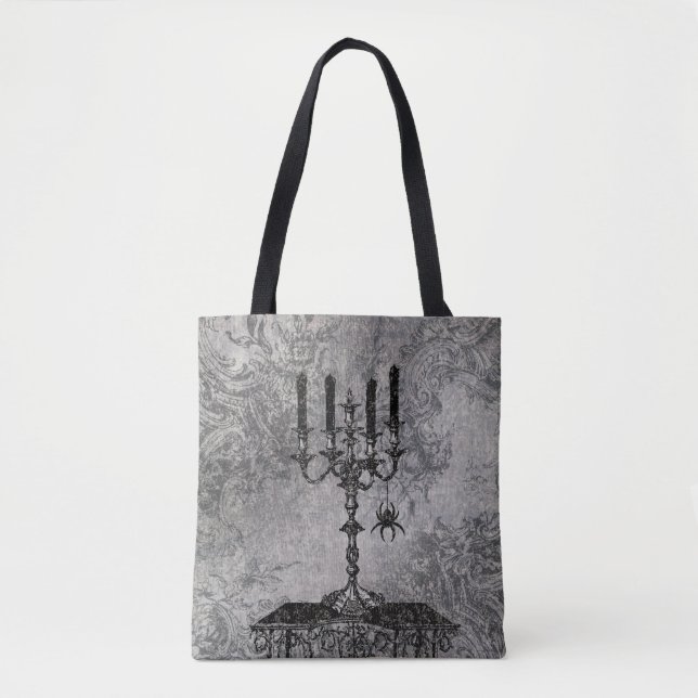 Bolsa Tote Gótica com Aranha, Halloween (Frente)