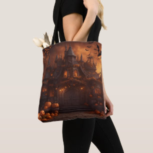 Bolsa Tote Gótica Spooky Halloween House Mansão Assustadora