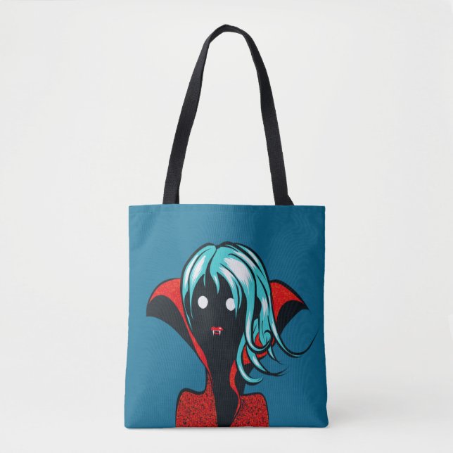 Bolsa Tote Gótico de Cartoon Whimsigoth Engraçado (Frente)
