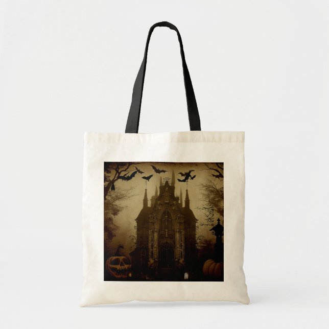 Bolsa Tote Gótico/Halloween/queda/abóbora (Frente)