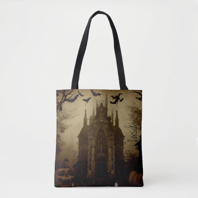Bolsa Tote Gótico/Halloween/queda/abóbora (Frente)