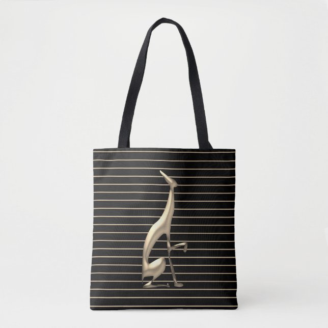 Bolsa Tote Gótico Moderno Cachorro Dourado e Preto (Frente)