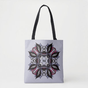 Bolsa Tote Gótico Monograma Preto Roxo-Gótico Mandala
