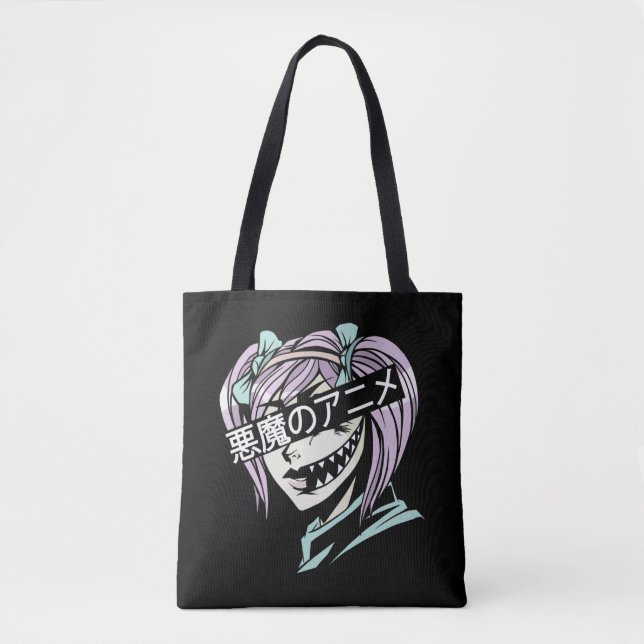 Bolsa Tote Gótico Pastel Manga Aestésica Garota Negra (Frente)