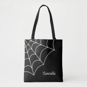 Bolsa Tote Gótico Spiderweb Black and White Personalizado