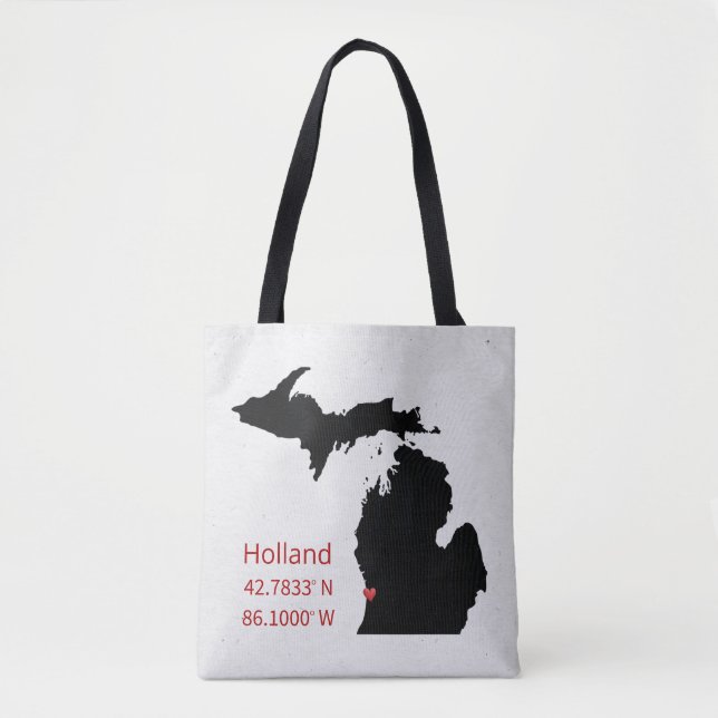 Bolsa Tote GPS Coordinates of Holland Michigan (Frente)