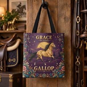 Bolsa Tote Graça em Cada Galope Arte Dourada Akhal-Teke