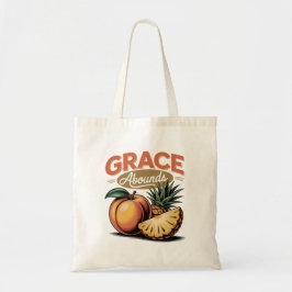 Bolsa Tote Grace Abounds Peach Pineapple Retro Faith Tee