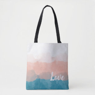 Bolsa Tote Gradação Gradata de Amor Azul e Rosa-Rosa