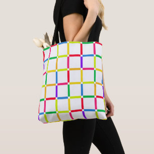 Bolsa Tote Grade Colorida com Pop de Espaço Negativo Inspirad