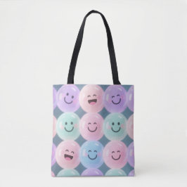Bolsa Tote Grade de smileys face - Pastel Gen Z Vibes