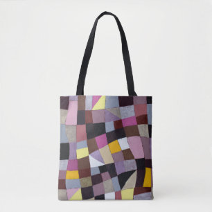 Bolsa Tote Grade Irregular: pintura Abstrato violeta-amarela.