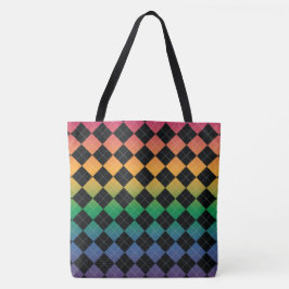 Bolsa Tote Gradient Argyle - Arco-íris