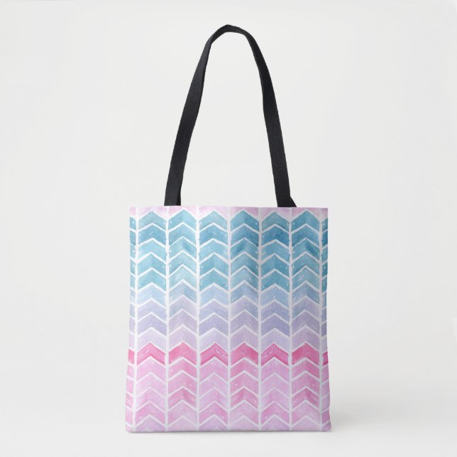 Bolsa Tote Gradient Chevron: Padrão De Arenque De Arenque De  (Frente)