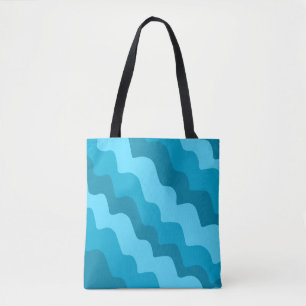Bolsa Tote Gradiente de ondas do oceano azul