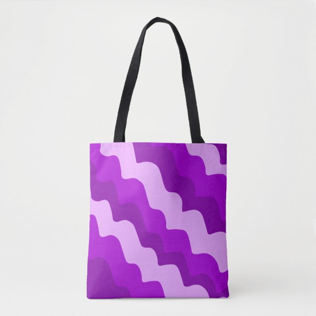 Bolsa Tote Gradiente de ondas do oceano púrpura (Frente)