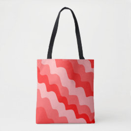 Bolsa Tote Gradiente de ondas vermelhas do oceano