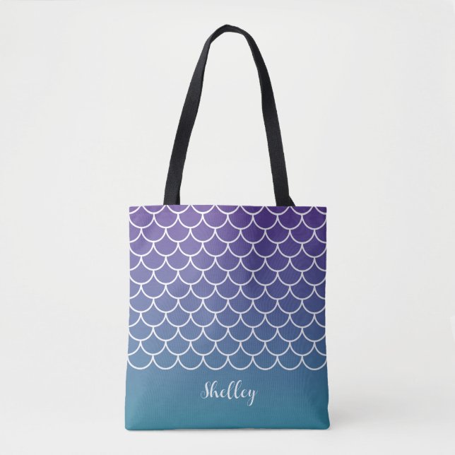 Bolsa Tote Gradiente de Teal Roxo Sereia (Frente)