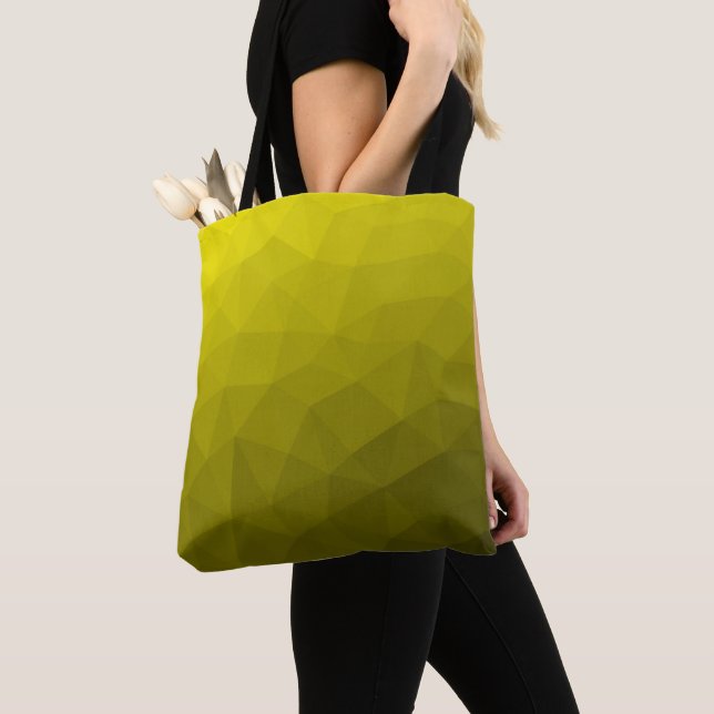 Bolsa Tote Gradiente ombre escuro amarelo padrão de malha geo (Close Up)