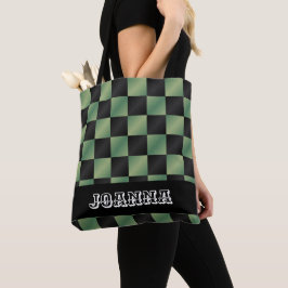 Bolsa Tote Gradiente Preto Verde Azul Moderno Verificado
