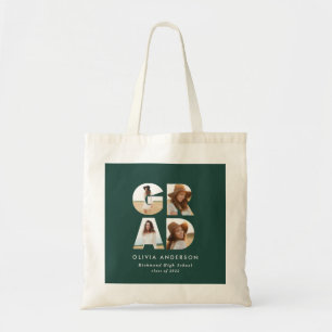 Bolsa Tote Graduação 4 Foto moderna personalizada verde 