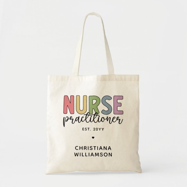Bolsa Tote Graduação de enfermeiro NP Nurse personalizado (Frente)