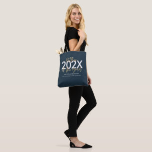 Bolsa Tote Graduação de na moda de escrita moderna azul e d