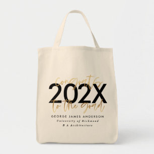 Bolsa Tote Graduação em na moda de script moderno preto e dou