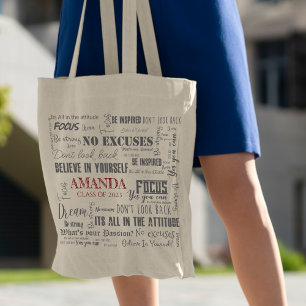 Bolsa Tote Graduação personalizada de arte do Word Inspiratio