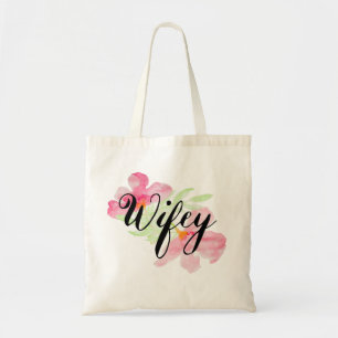Bolsa Tote Gráfico adorável de Wifey da aguarela