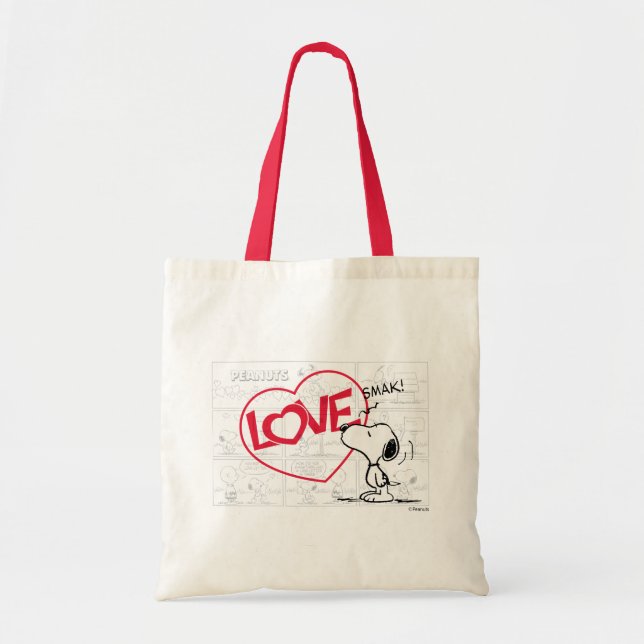Bolsa Tote Gráfico da banda desenhada "Love" Snoopy (Frente)