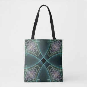 Bolsa Tote Gráfico de Arte Geométrica Teal Moderna