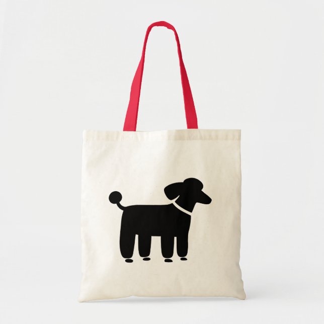Bolsa Tote Gráfico de Cão de Poodle Preto (Frente)