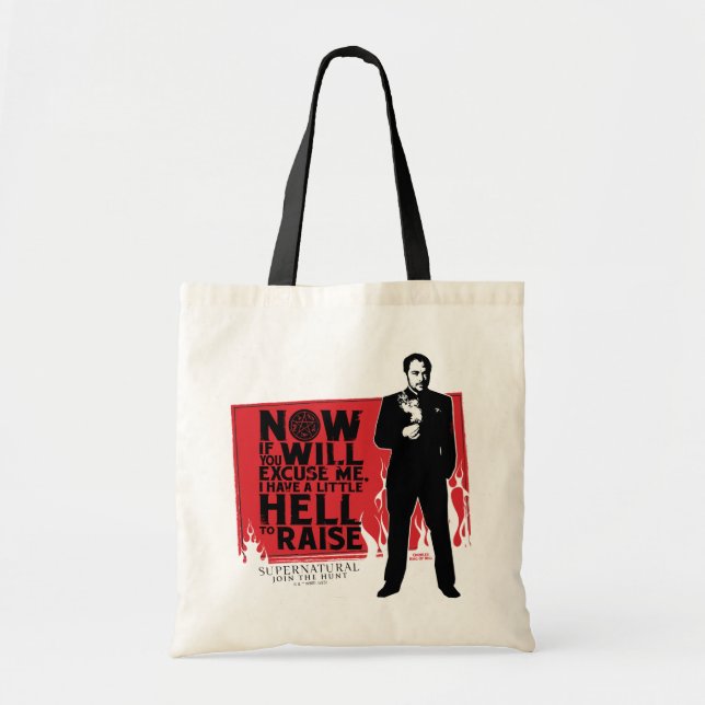 Bolsa Tote Gráfico de Citação de Crowley Supernatural (Frente)