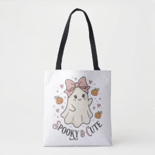 Bolsa Tote Gráfico de Halloween com Arco de Fantasma Fofo Vin