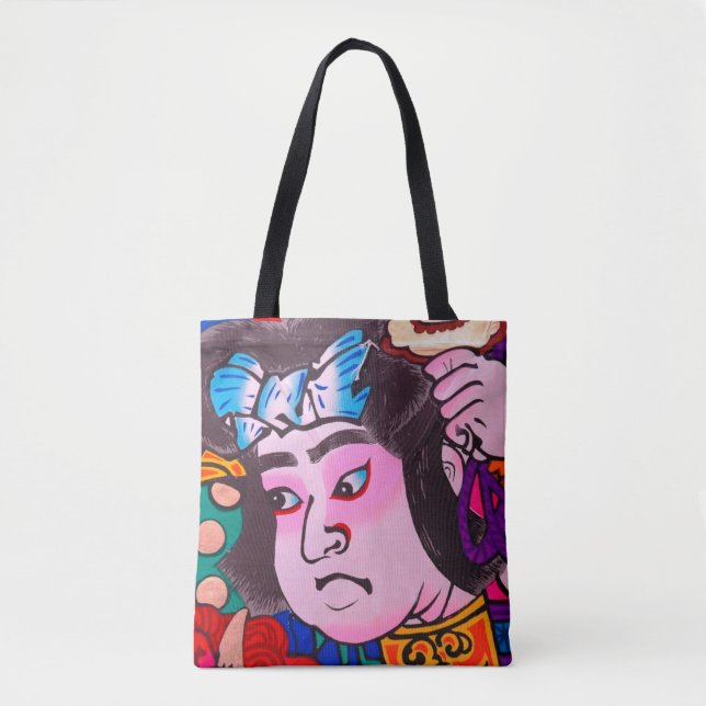 Bolsa Tote Gráfico de Kiteart Tradicional Japonês,pipa,samur (Frente)