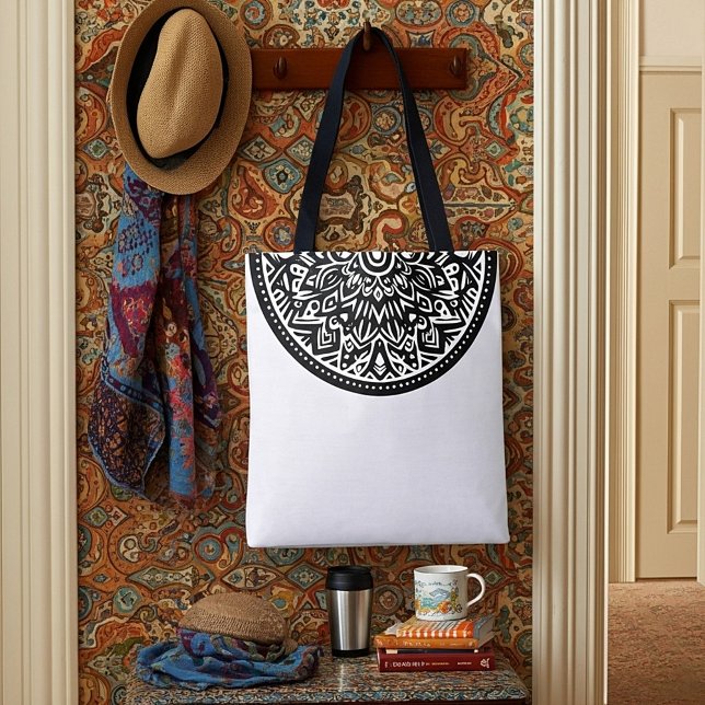 Bolsa Tote gráfico de meia-lua asteca (Criador carregado)