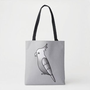 Bolsa Tote Gráfico de Pássaros de Cartoon de Cockatiel em Bra