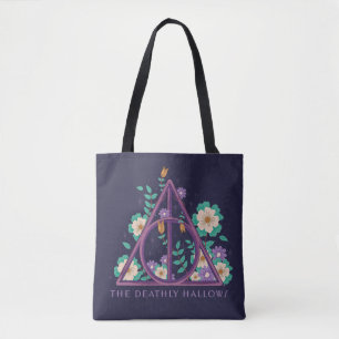 Bolsa Tote Gráfico Floral Deathly Hallow