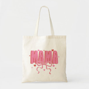 Bolsa Tote Gráfico "Mamã" rosa com Corações e Arco